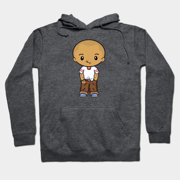 Cute LGBTQ Gay Bi-Racial Shaved Head Bald Male Fun Rainbow Pocket Gay-Bee Hoodie by egcreations